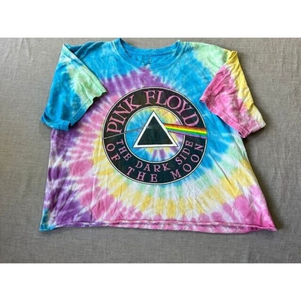 Pink Floyd Shirt Women Large Blue Cropped Short Sleeve Pullover Tee‎ Ladies.